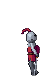 The same knight crouching deeper before the jump and squashing on the landing