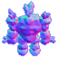 The golem's normals as colours, the information a real-time shader lights from