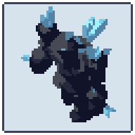 Derselbe Render als 64 px großes Pixel-Art-Sprite, mit eigener Palette und Linien