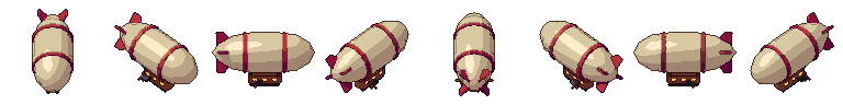 Luftschiff von allen 8 Seiten, animierte Pixel Art