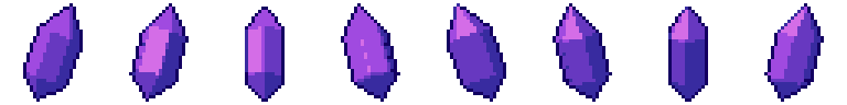 Amethyst from all 8 sides, animated pixel art