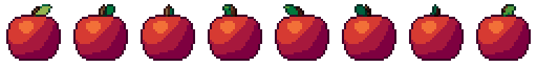 Apfel von allen 8 Seiten, animierte Pixel Art