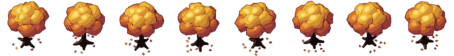 Árbol otoñal desde sus 8 lados, pixel art animado