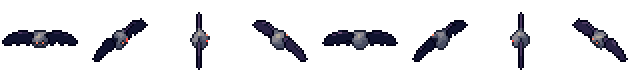 Bat from all 8 sides, animated pixel art
