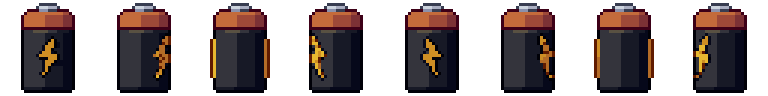 Battery from all 8 sides, animated pixel art