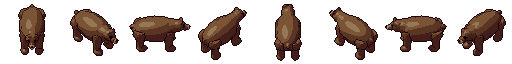Bear from all 8 sides, animated pixel art