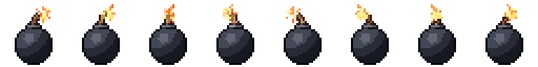 Bomb from all 8 sides, animated pixel art