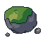 Mossy boulder, pixel-art sprite