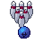Bowling pins, pixel-art sprite