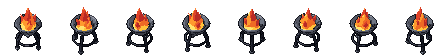 Brazier from all 8 sides, animated pixel art