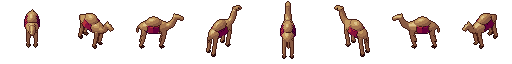 Camel from all 8 sides, animated pixel art