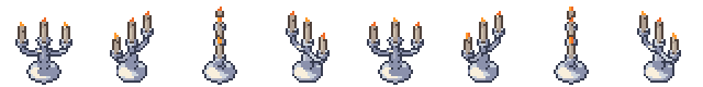 Candelabra from all 8 sides, animated pixel art