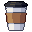 Coffee cup, pixel-art sprite
