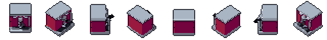 Coffee machine from all 8 sides, animated pixel art