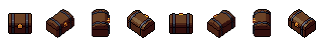 Coin chest from all 8 sides, animated pixel art