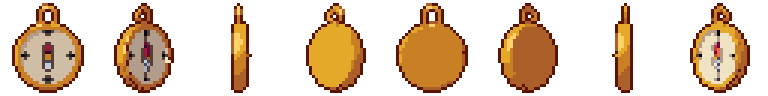 Compass from all 8 sides, animated pixel art