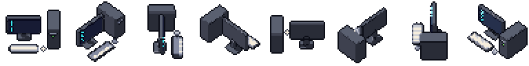 Computer from all 8 sides, animated pixel art