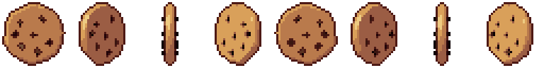 Cookie sous ses 8 côtés, en pixel art animé