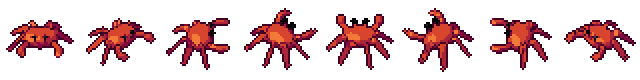 Crab from all 8 sides, animated pixel art