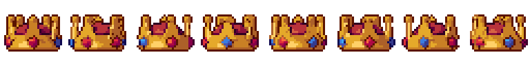 Crown from all 8 sides, animated pixel art