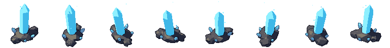 Giant crystal from all 8 sides, animated pixel art