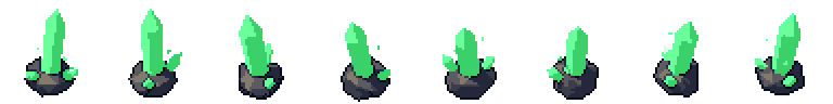 Green crystal from all 8 sides, animated pixel art