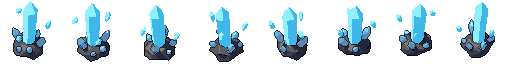 Crystal pillar from all 8 sides, animated pixel art