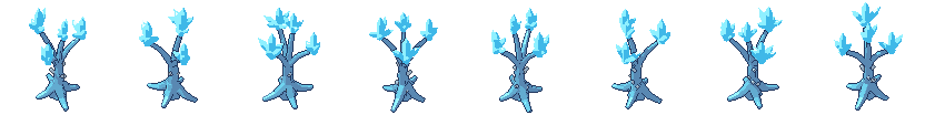 Crystal tree from all 8 sides, animated pixel art