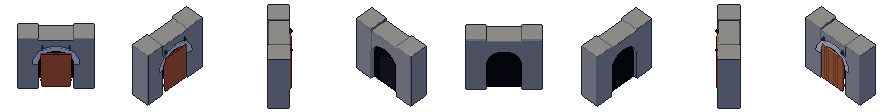 Drawbridge from all 8 sides, animated pixel art