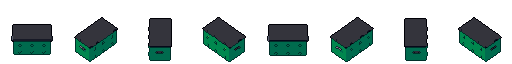 Contenedor de escombros desde sus 8 lados, pixel art animado