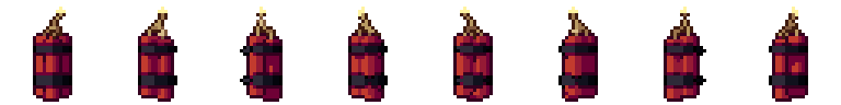 Dynamite from all 8 sides, animated pixel art