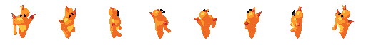 Fire elemental from all 8 sides, animated pixel art