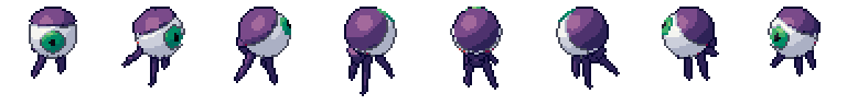 Floating eye from all 8 sides, animated pixel art