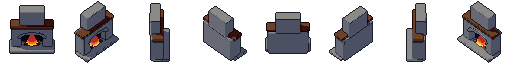 Fireplace from all 8 sides, animated pixel art