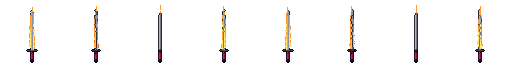 Espada de llamas desde sus 8 lados, pixel art animado