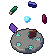 Floating books, pixel-art sprite