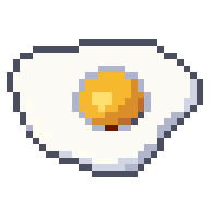 Fried egg, animated pixel-art GIF