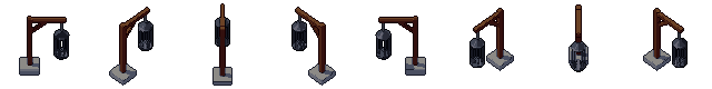 Gibbet from all 8 sides, animated pixel art