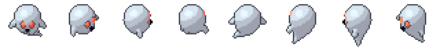 Ghost from all 8 sides, animated pixel art