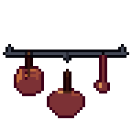 Hanging pots, animated pixel-art GIF