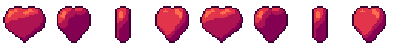 Heart from all 8 sides, animated pixel art