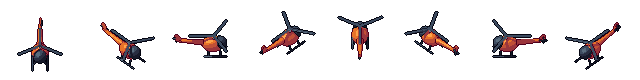 Helicóptero desde sus 8 lados, pixel art animado