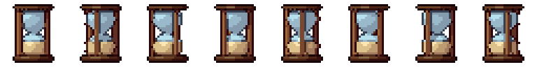 Sanduhr von allen 8 Seiten, animierte Pixel Art