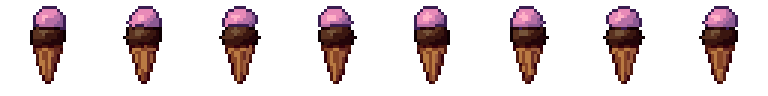 Eiscreme von allen 8 Seiten, animierte Pixel Art
