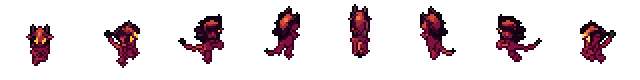 Imp from all 8 sides, animated pixel art