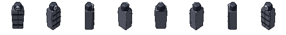 Iron maiden from all 8 sides, animated pixel art