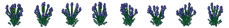 Lavanda desde sus 8 lados, pixel art animado