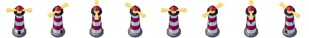 Lighthouse from all 8 sides, animated pixel art