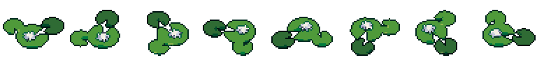 Lily pads from all 8 sides, animated pixel art