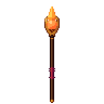 Fire staff, pixel-art sprite